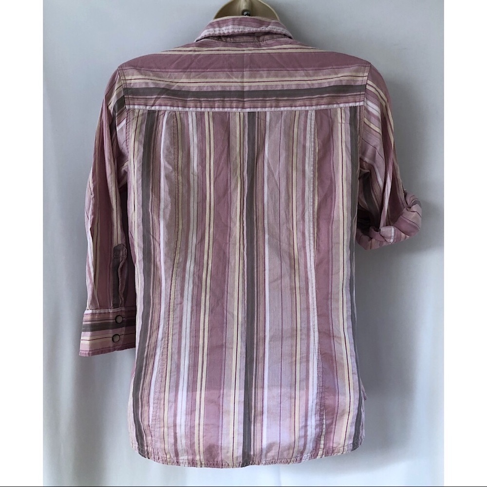 The North Face Pearl Snap Pink Striped Shirt XS - Picture 3 of 7
